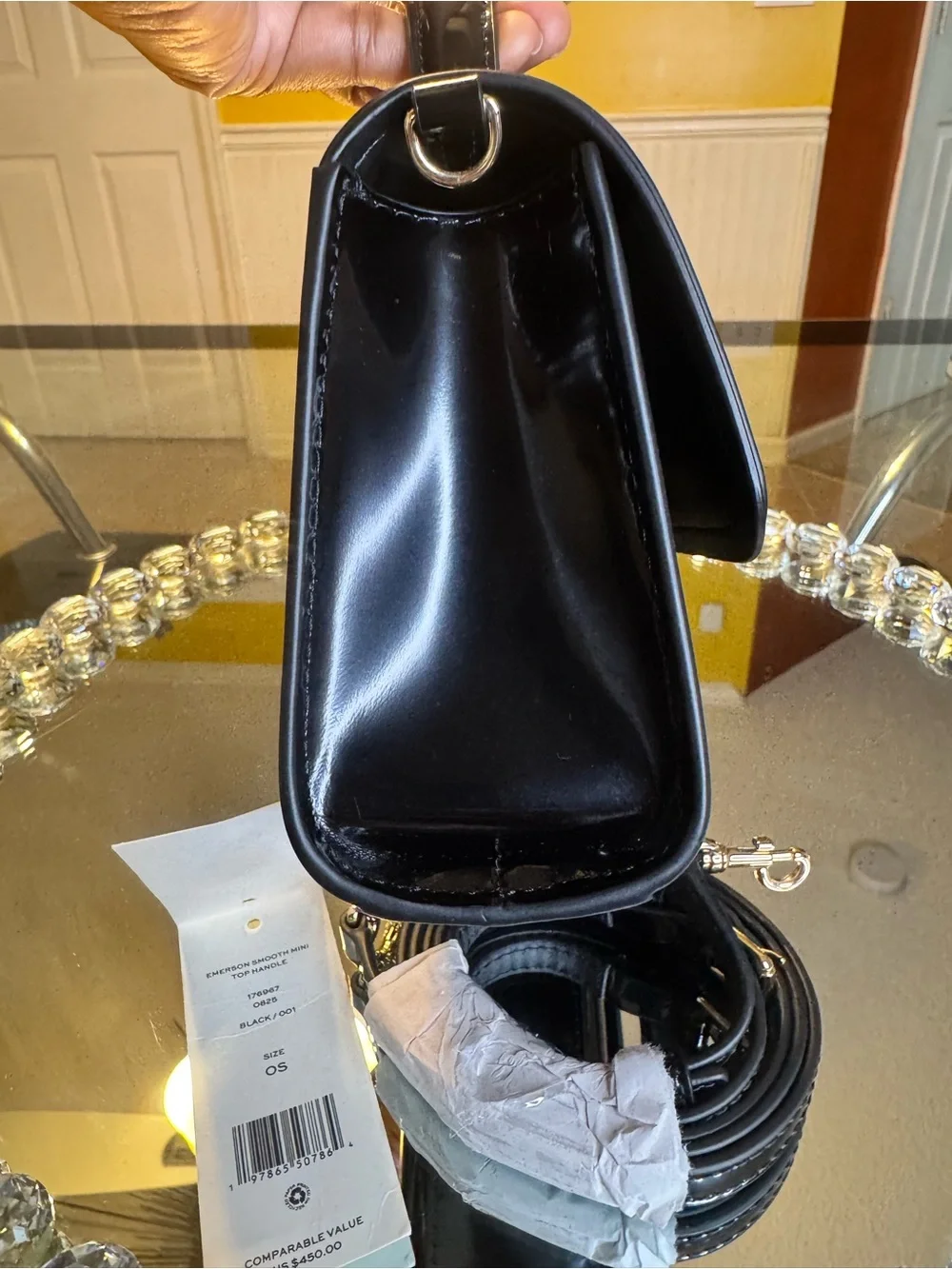 Tory Burch Black Patent Leather Top-Handle Crossbody